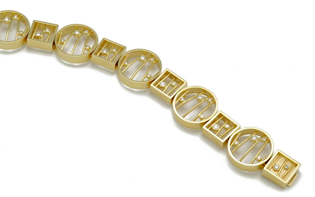 4022B - 14K gold bracelet set with .90cttw. Diamonds (42.5g) Price Upon Request Note-Components from 4021B can be combined to create different lengths and variations